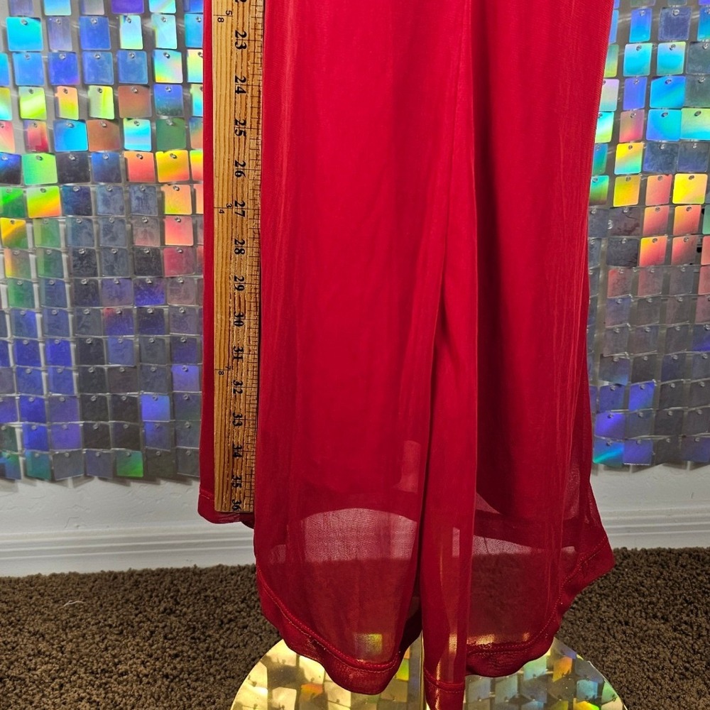 Vintage 90s‎ Floral Embroidered Maxi Skirt Womens Medium Red Excellent Y2K Mesh - Picture 7 of 10